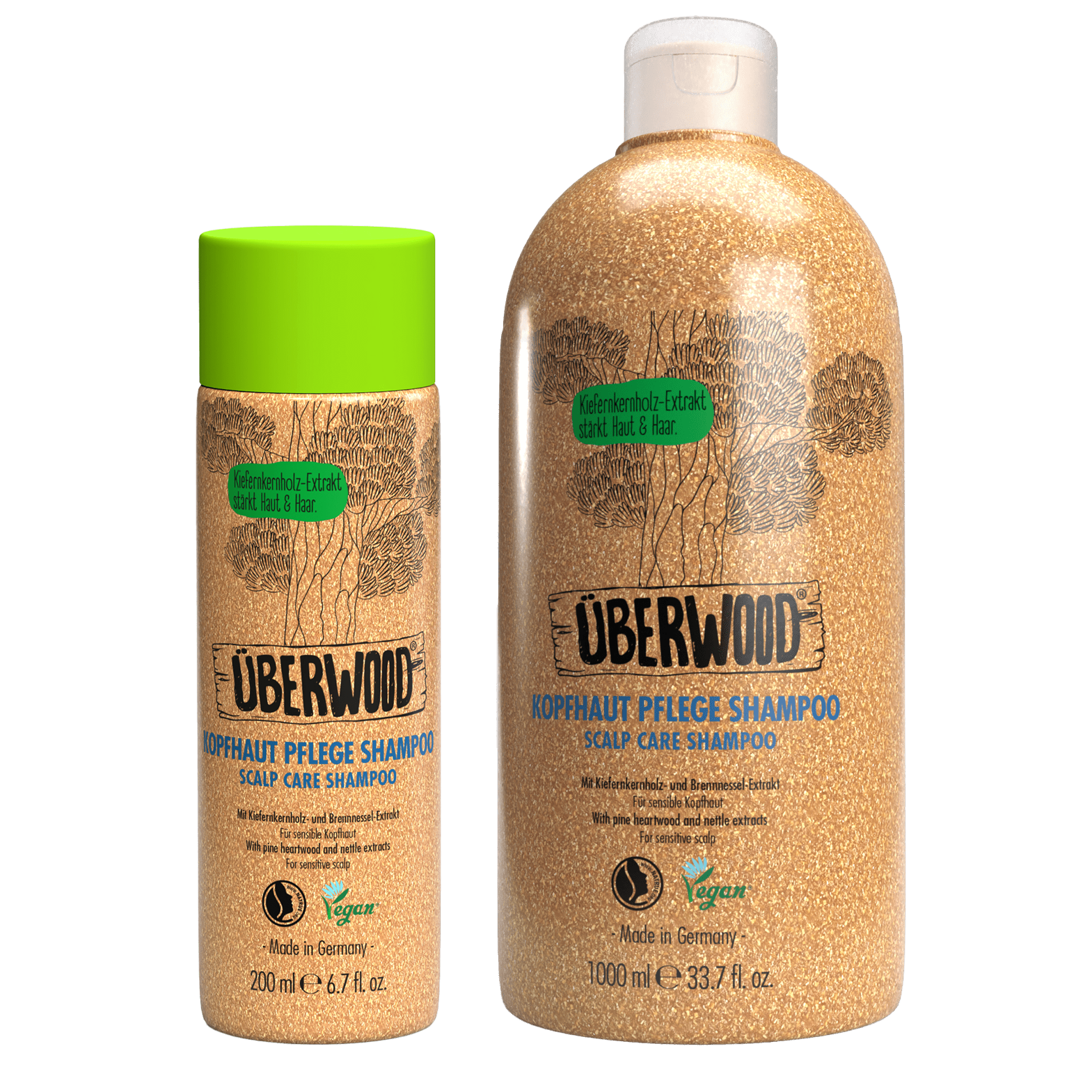 Überwood Kopfhaut Pflege Shampoo Vorratspack 200ml + 1000ml